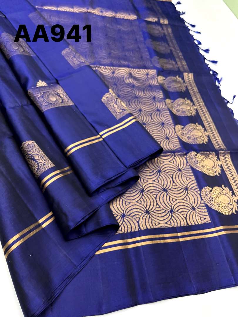 Beautiful Handloom Soft Silk Bhutta saree in Royal Blue