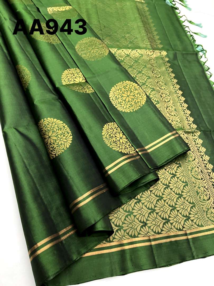 Beautiful Handloom Soft Silk Bhutta saree in Green color