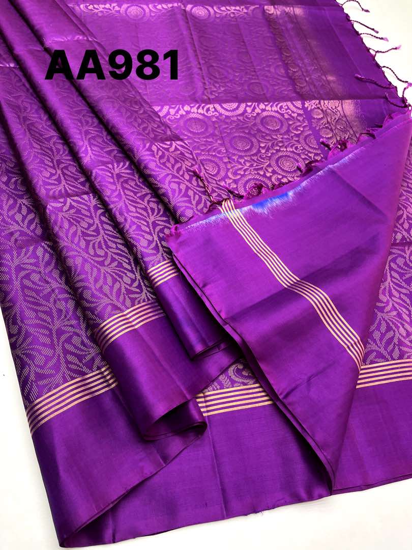 Beautiful Handloom Soft Silk Bridal saree in Purple color