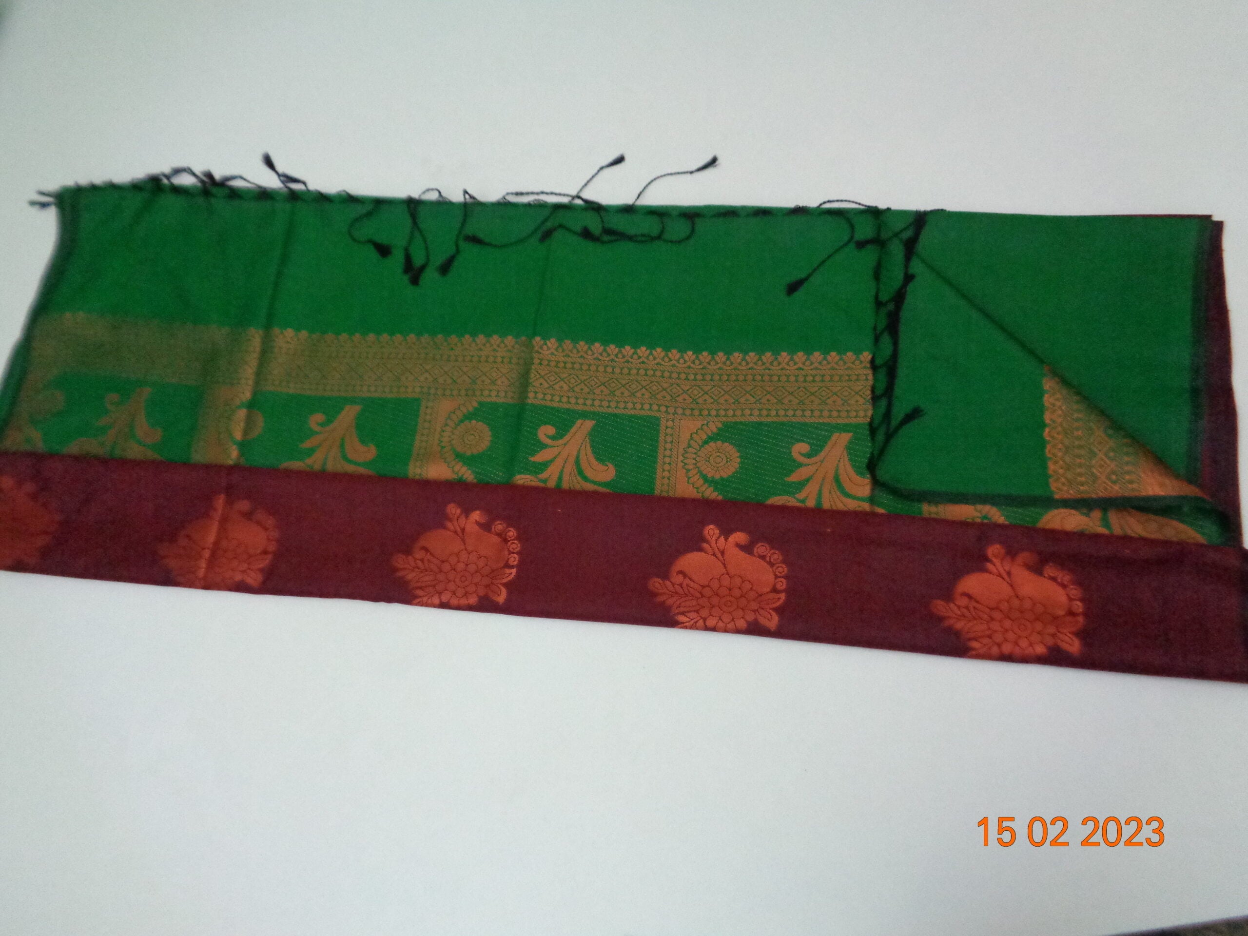 Semi soft silk saree in Brown color