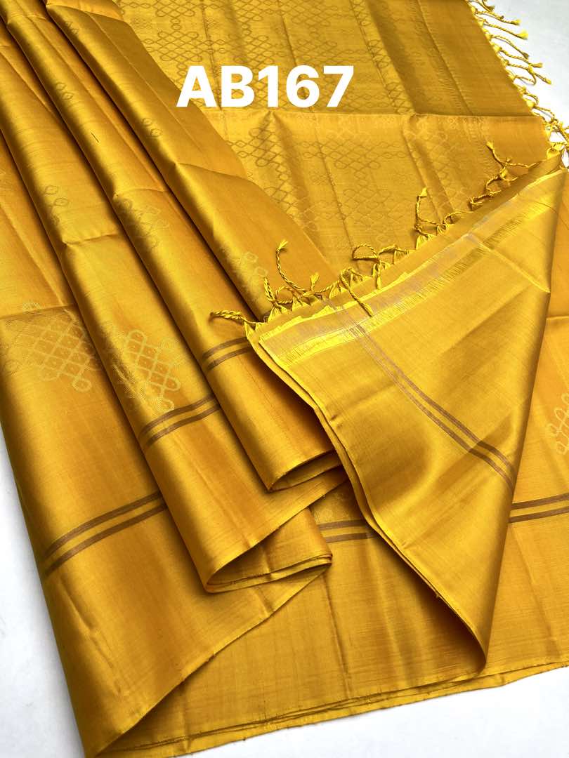 Beautifull Handloom Soft Silk Kolam saree in Yellow