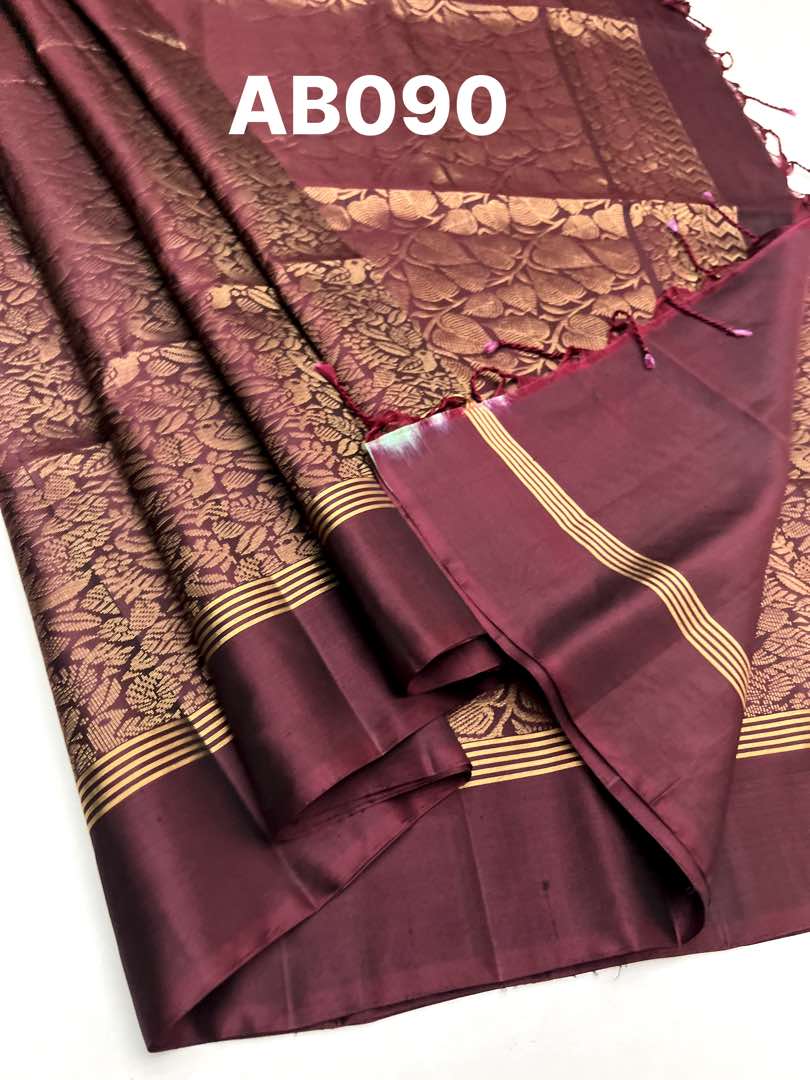 Beautiful Handloom Soft Silk Bridal saree in Coffee Brown