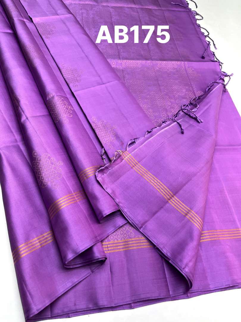 Beautifull Handloom Soft Silk Kolam saree in Lavender