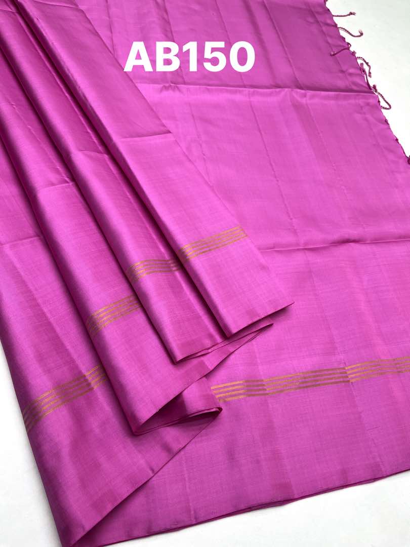 Beautifull Handloom Soft Silk Plain saree in Pink Color