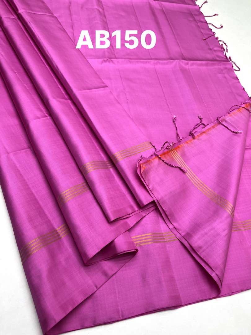 Beautifull Handloom Soft Silk Plain saree in Pink Color