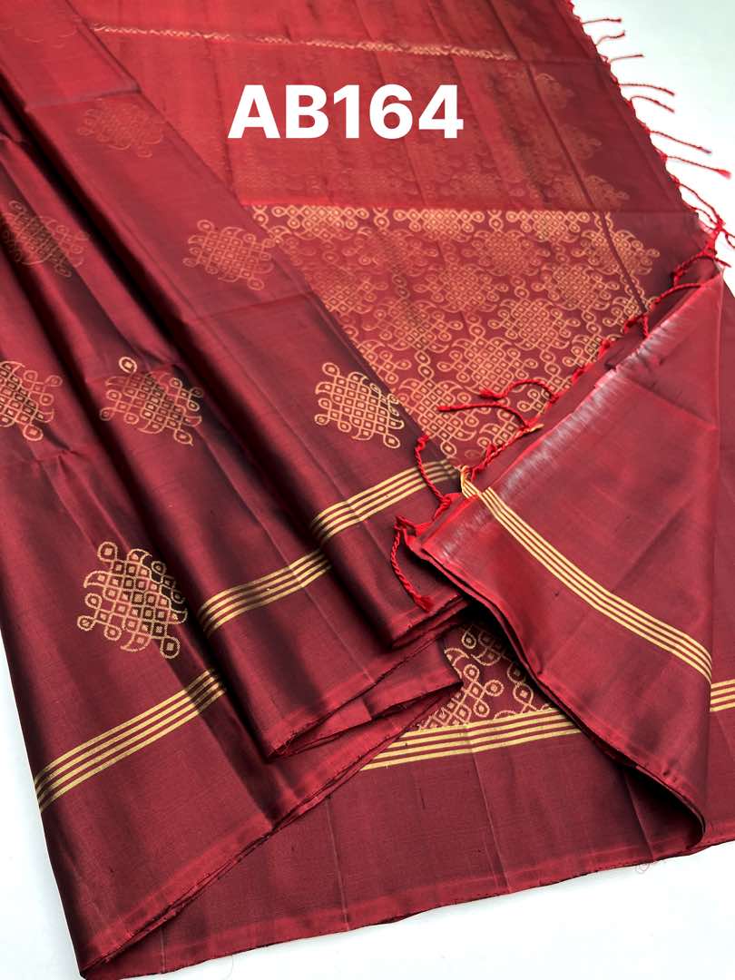 Beautifull Handloom Soft Silk Kolam saree in Marroon