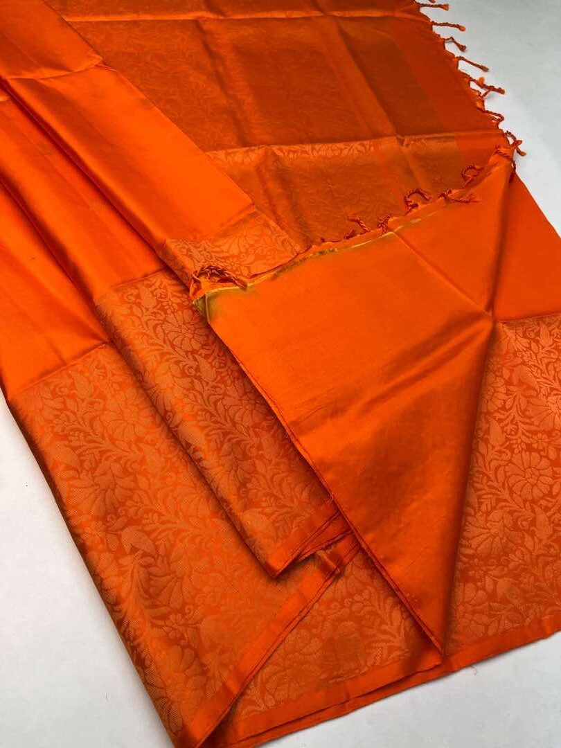 Orange - Soft Silk Saree