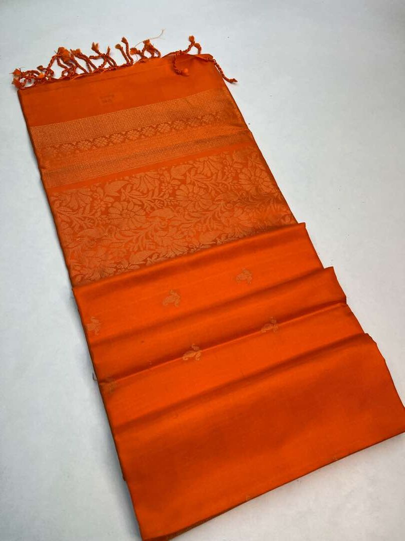 Orange - Soft Silk Saree