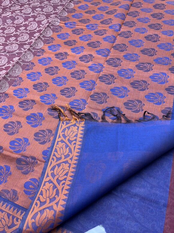 Pure cotton sarees with all over empose design in Meroon color