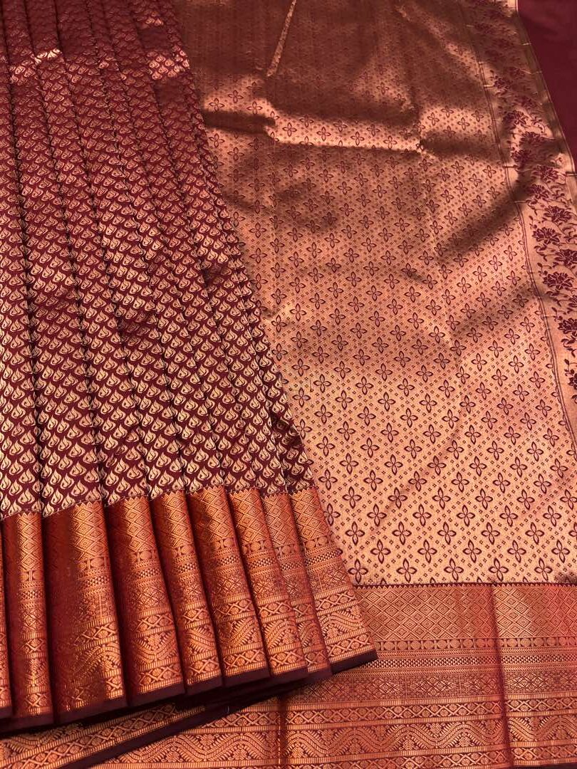 Beautiful Soft Silk Bridal Saree in Coffe Brown