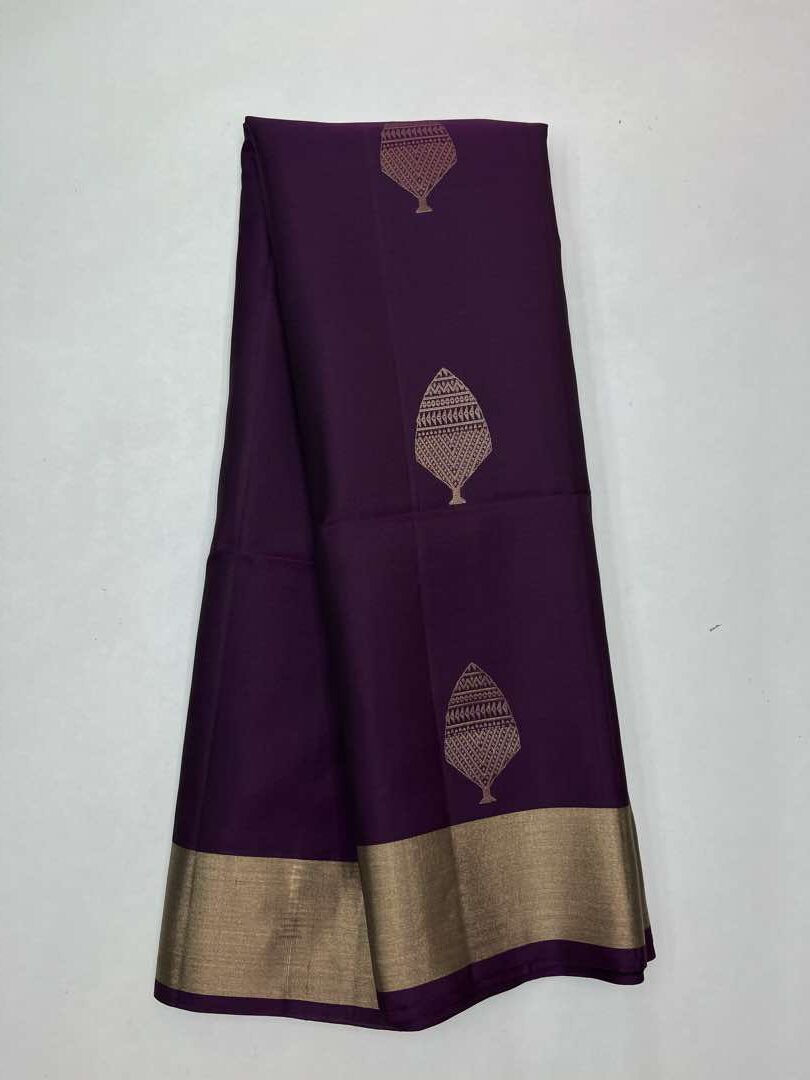 Beautiful Handloom Soft Silk Bhutta saree in Purple with Black