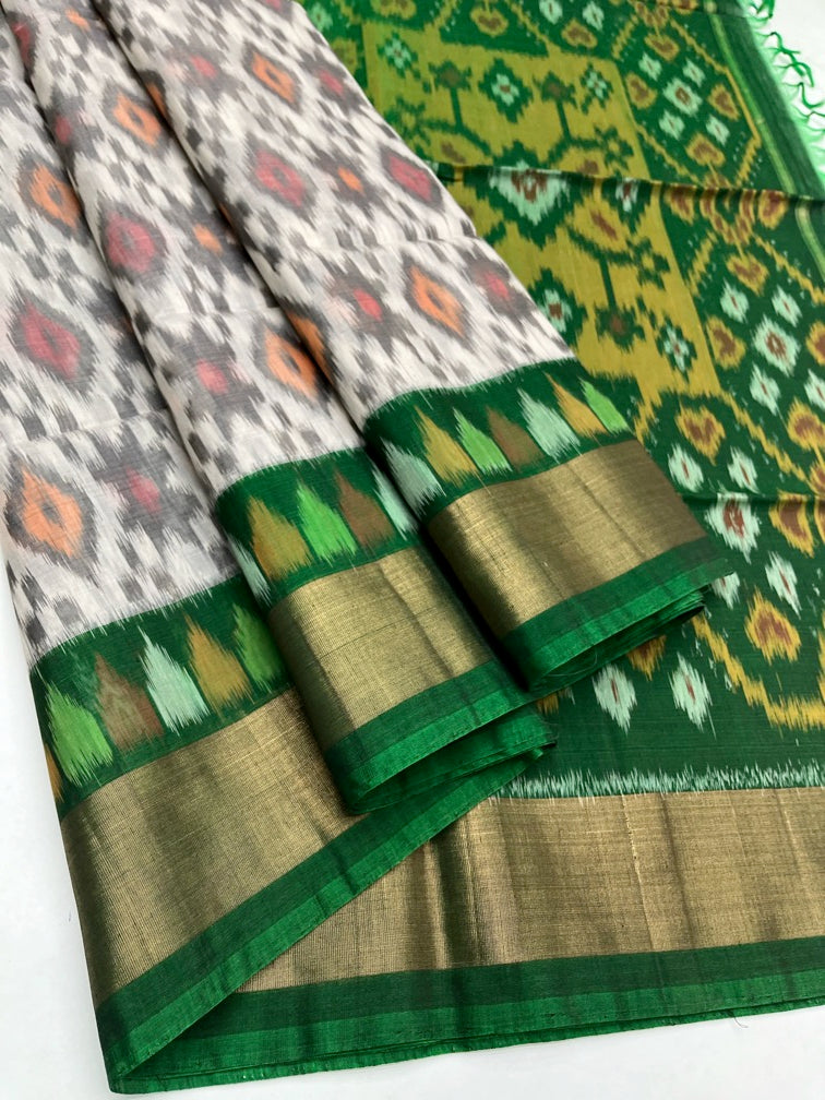 Grey & Green - Silk Cotton