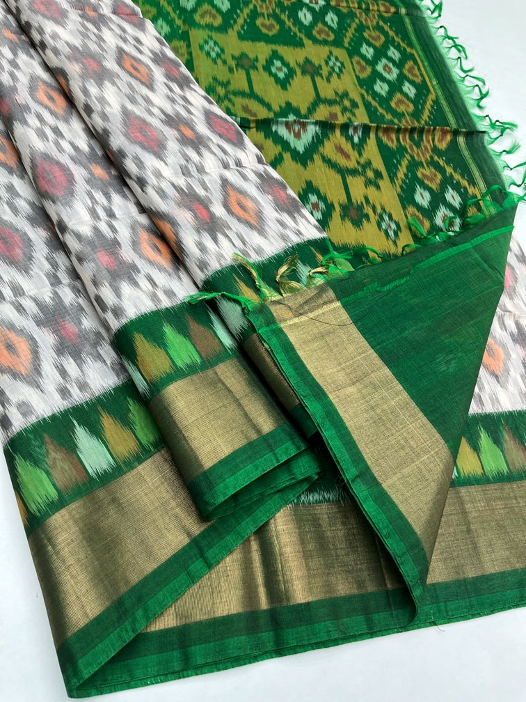 Grey & Green - Silk Cotton