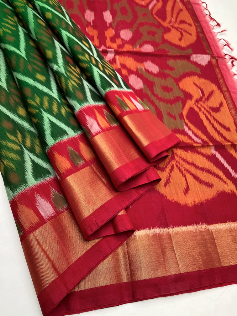 Green & Red  - Silk Cotton