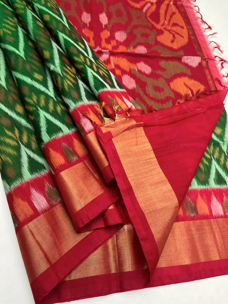 Green & Red  - Silk Cotton