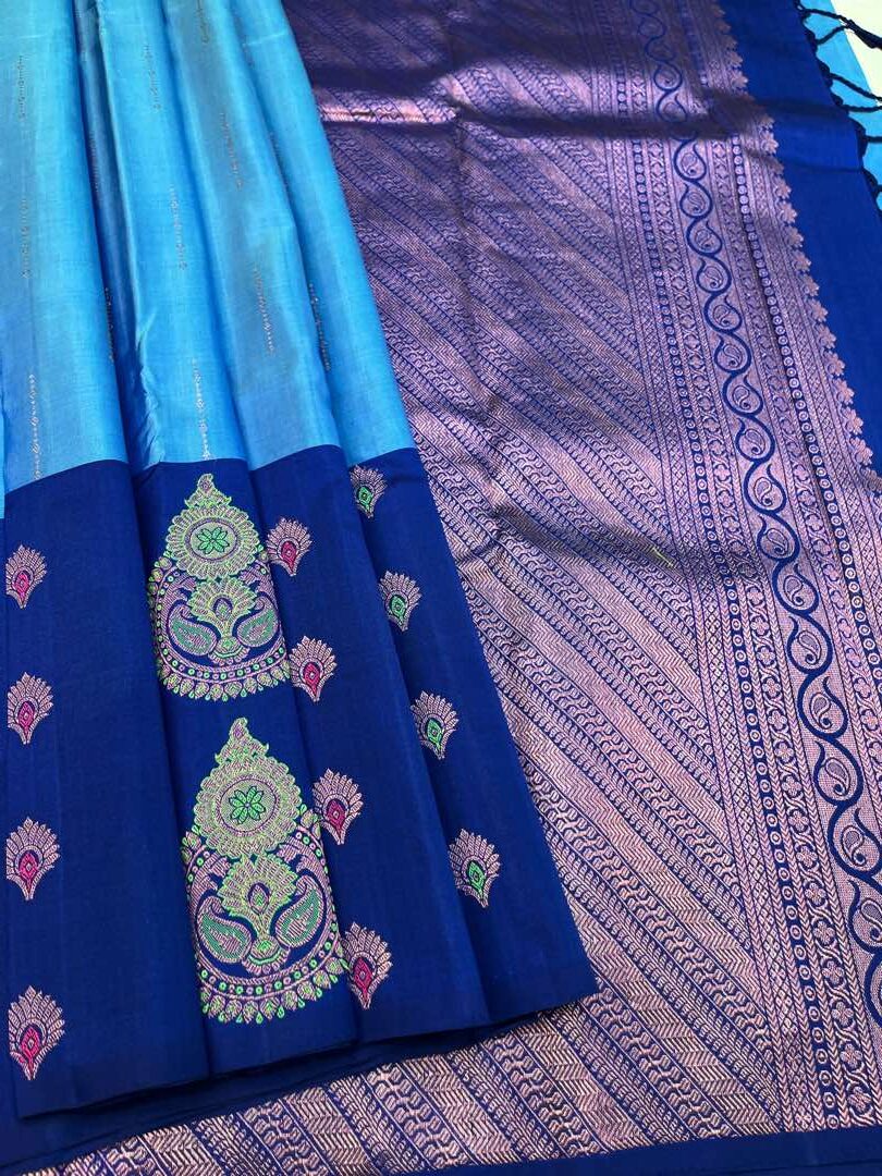 Beautiful Handloom Soft Silk Fancy saree in Light Blue