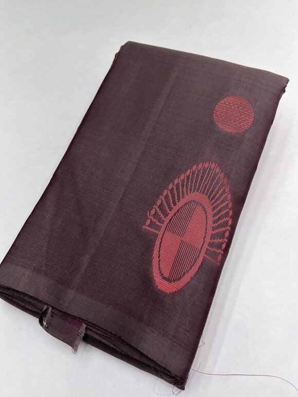 Handloom Pure Soft Silk Bhutta Saree in Wooden Brown without Contrast  color