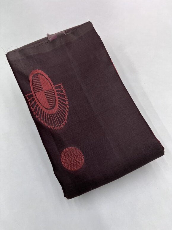 Handloom Pure Soft Silk Bhutta Saree in Wooden Brown without Contrast  color