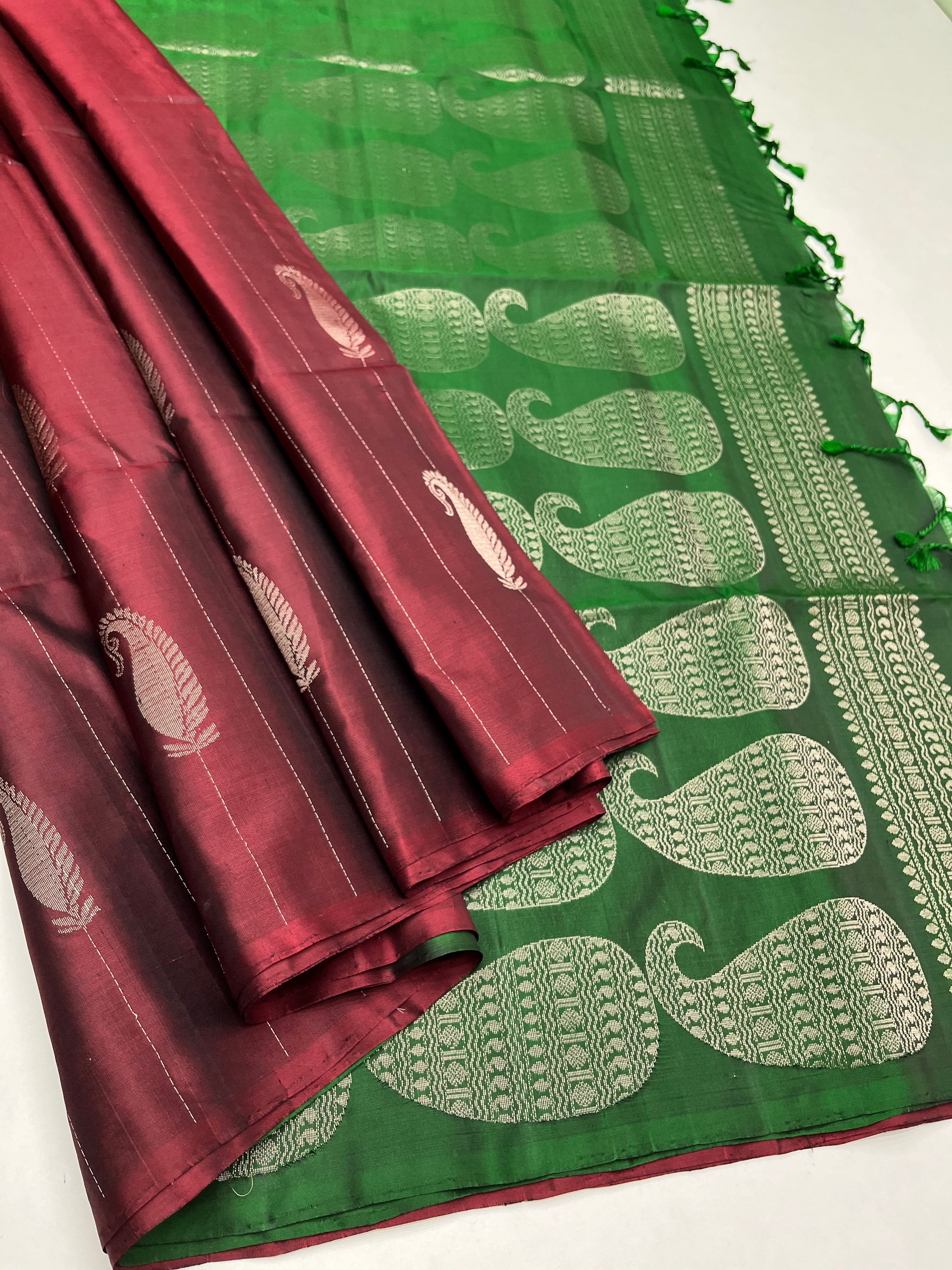 MAROON & GREEN - SOFT SILK SAREE