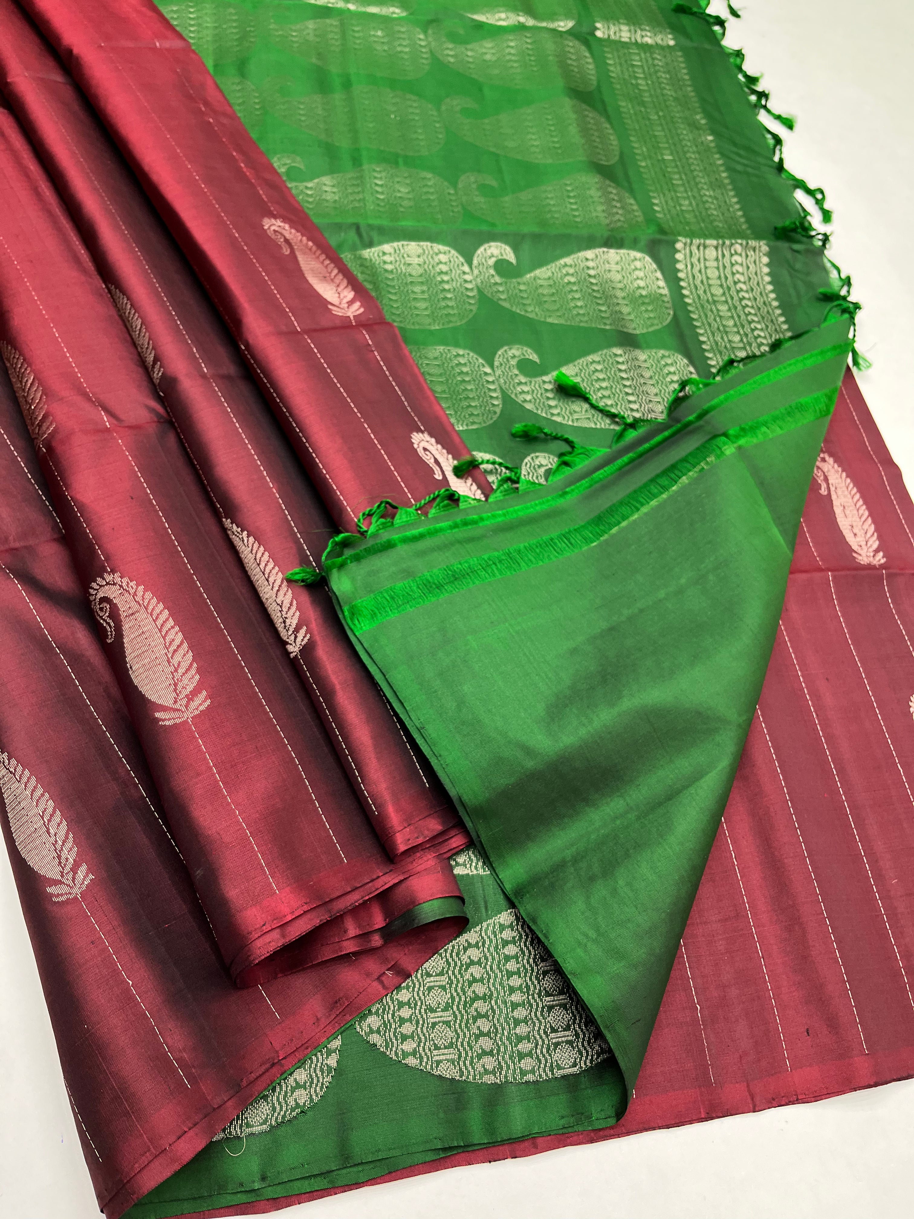 MAROON & GREEN - SOFT SILK SAREE