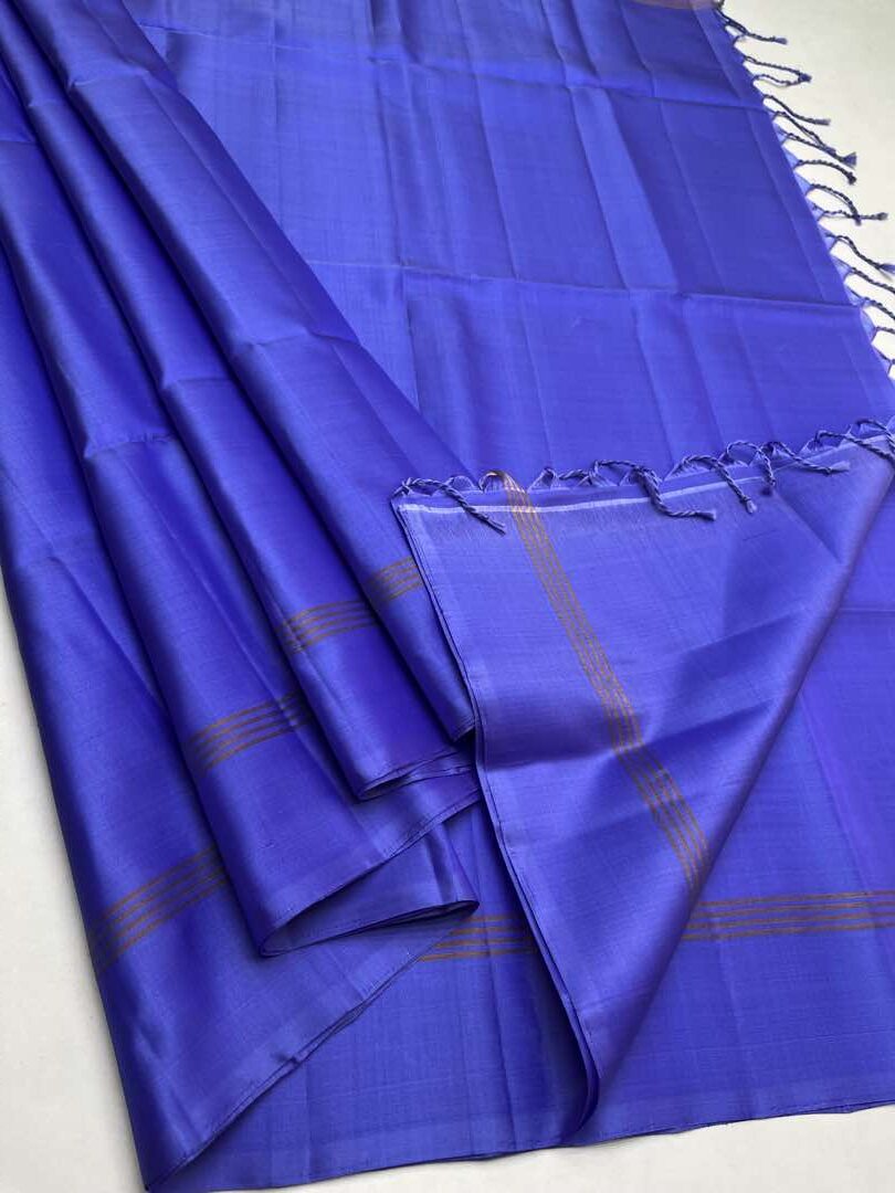 Beautiful Handloom Soft Silk Plain saree in Neon Blue