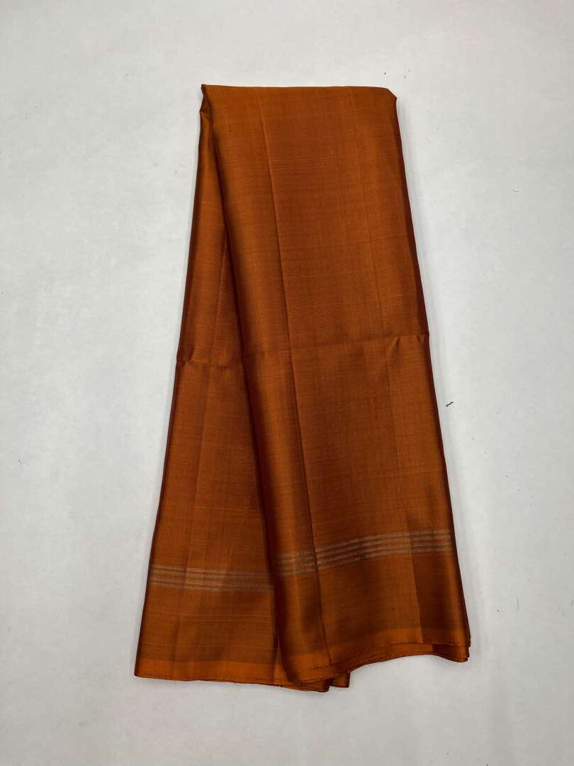 Beautiful Handloom Soft Silk Plain saree in Rust color