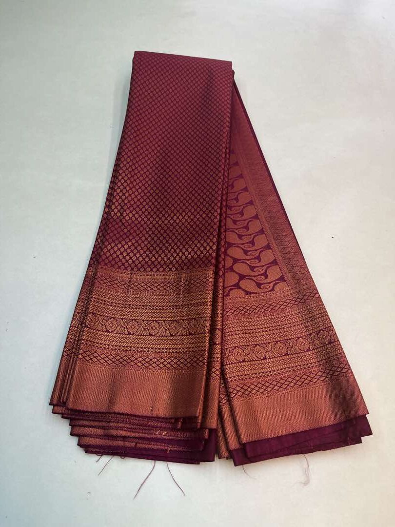 Beautiful Handloom Soft Silk Bridal saree in Wine color