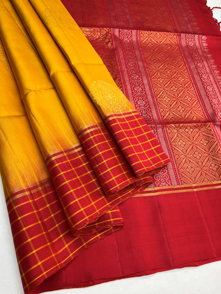 Yellow & Red - Soft Silk Saree