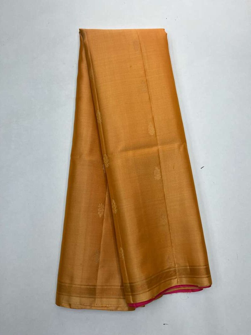 Beautiful Handloom Soft Silk Bhutta saree in Sandal with Pink