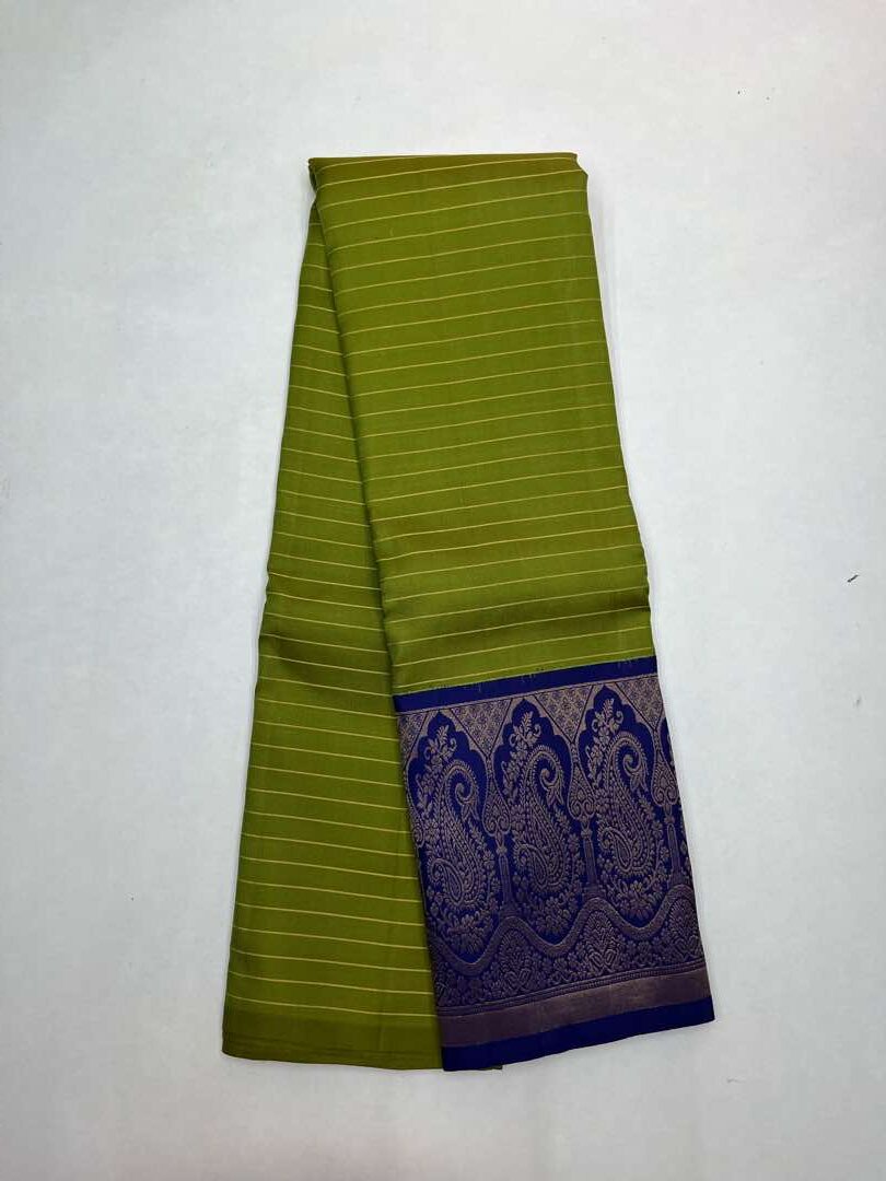 Beautiful Handloom Soft Silk Kotanji saree in Green with Royal  Blue