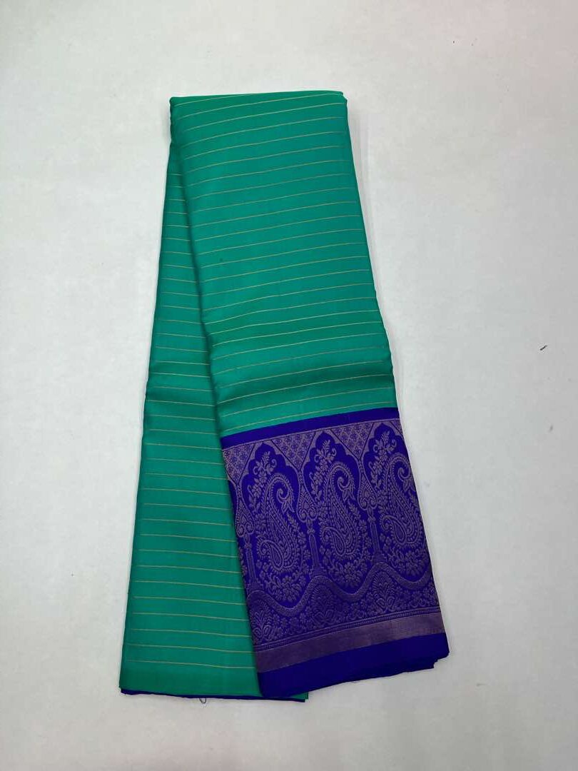 Beautiful Handloom Soft Silk Kotanji saree in Sea Blue with Royal Blue