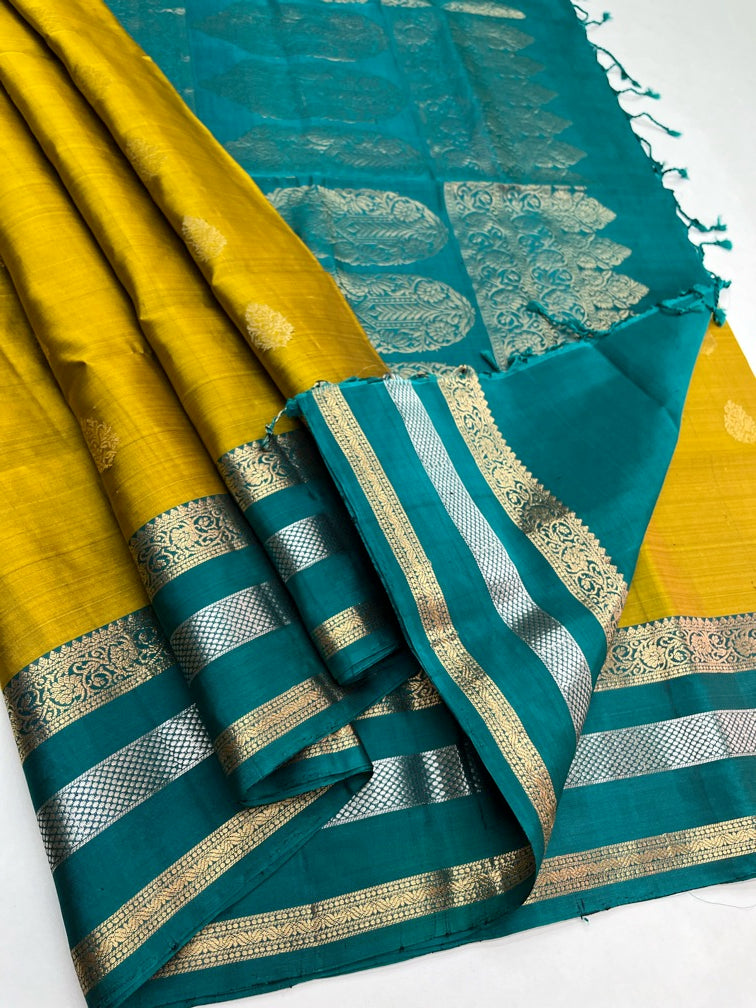 Mehandi Green & Rama Green - Soft Silk Saree