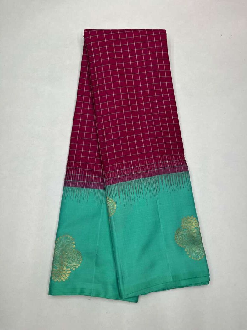 Magenta Pink & Aqua Blue - Soft Silk Saree