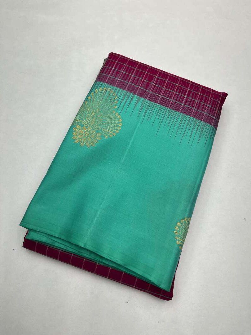 Magenta Pink & Aqua Blue - Soft Silk Saree