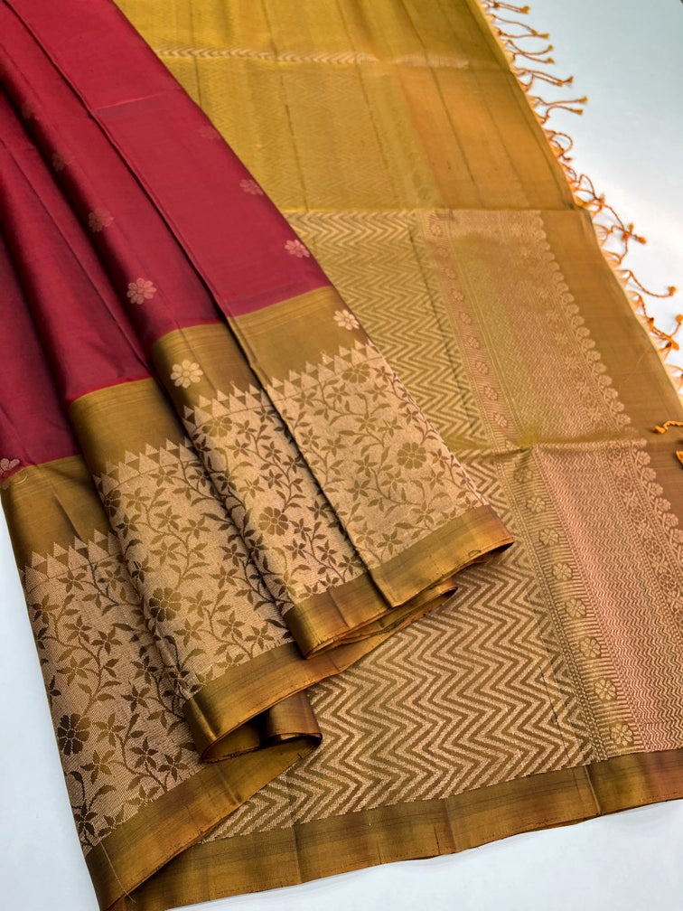 Maroon & Brown - Soft Silk Saree