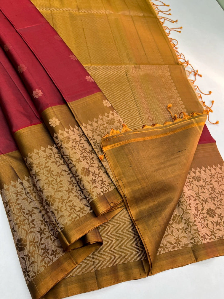 Maroon & Brown - Soft Silk Saree