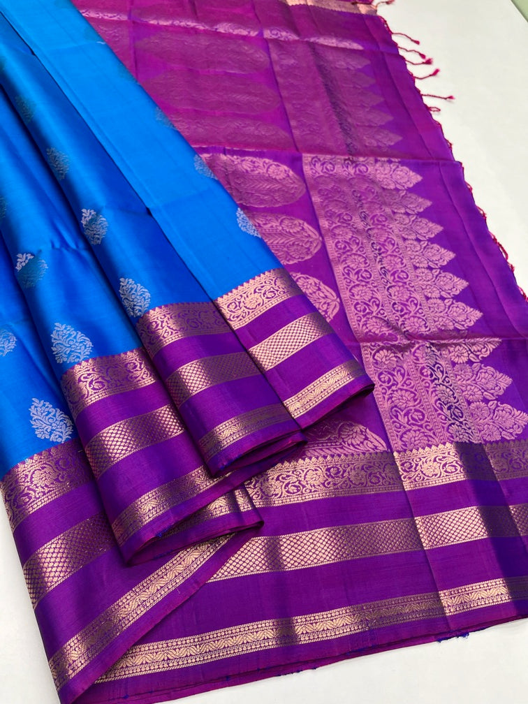 Royal Blue & Purple - Soft Silk Saree