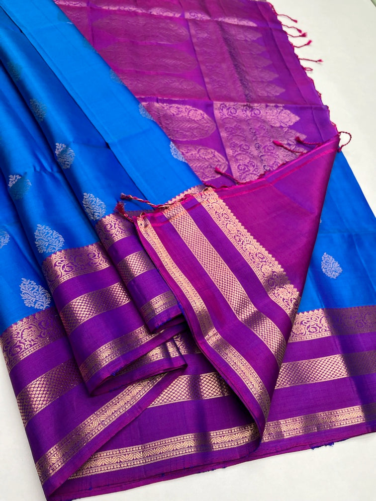 Royal Blue & Purple - Soft Silk Saree