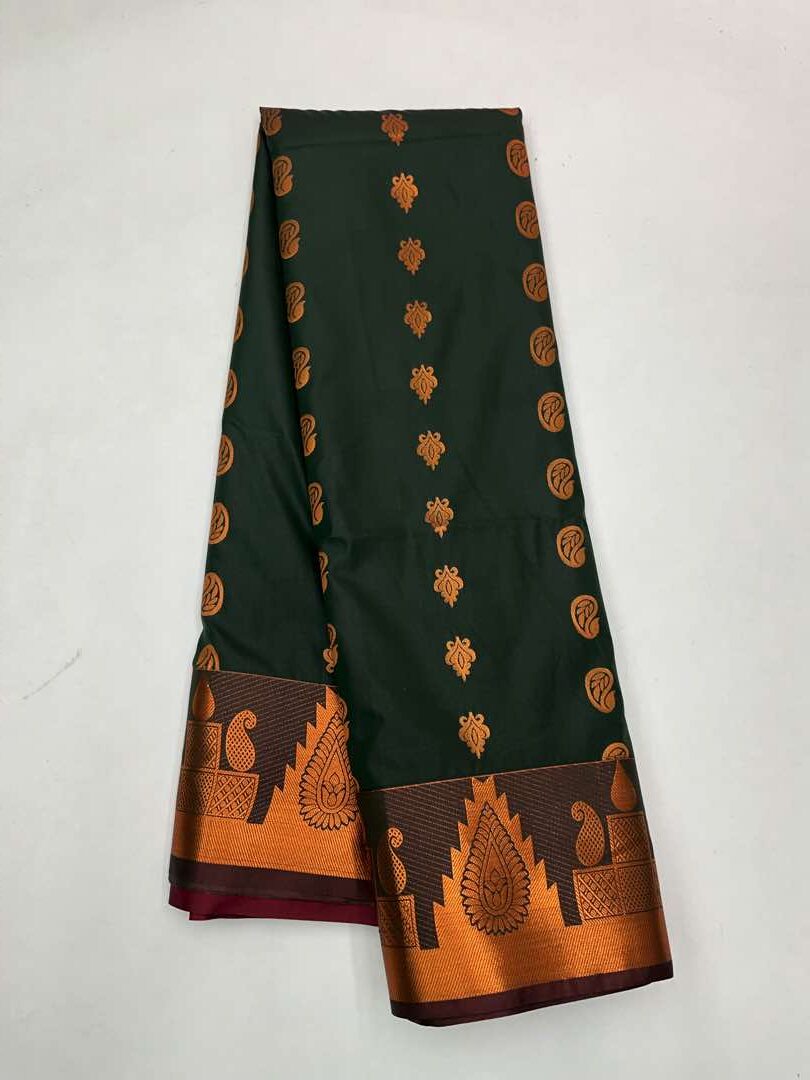 GREEN & MAROON - SEMI SILK SAREE