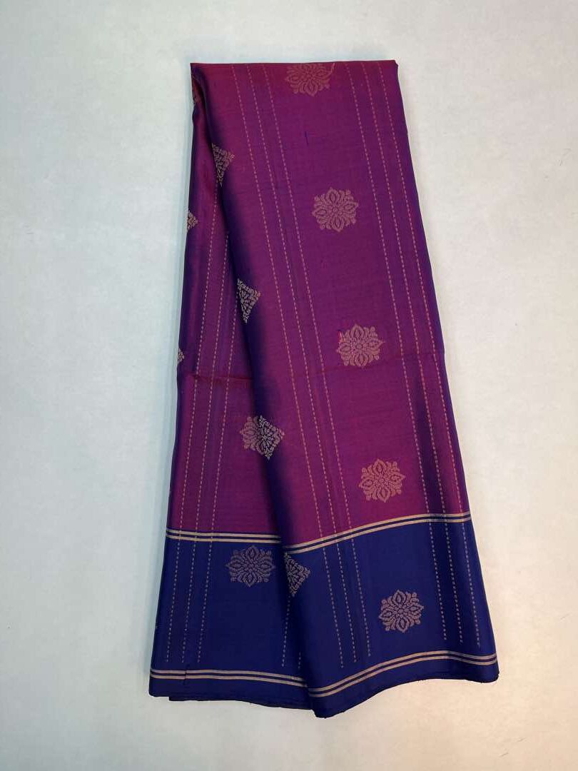 Beautiful Handloom Pure Soft Silk Rain Drop Saree in Dark Maroon with Navy Blue