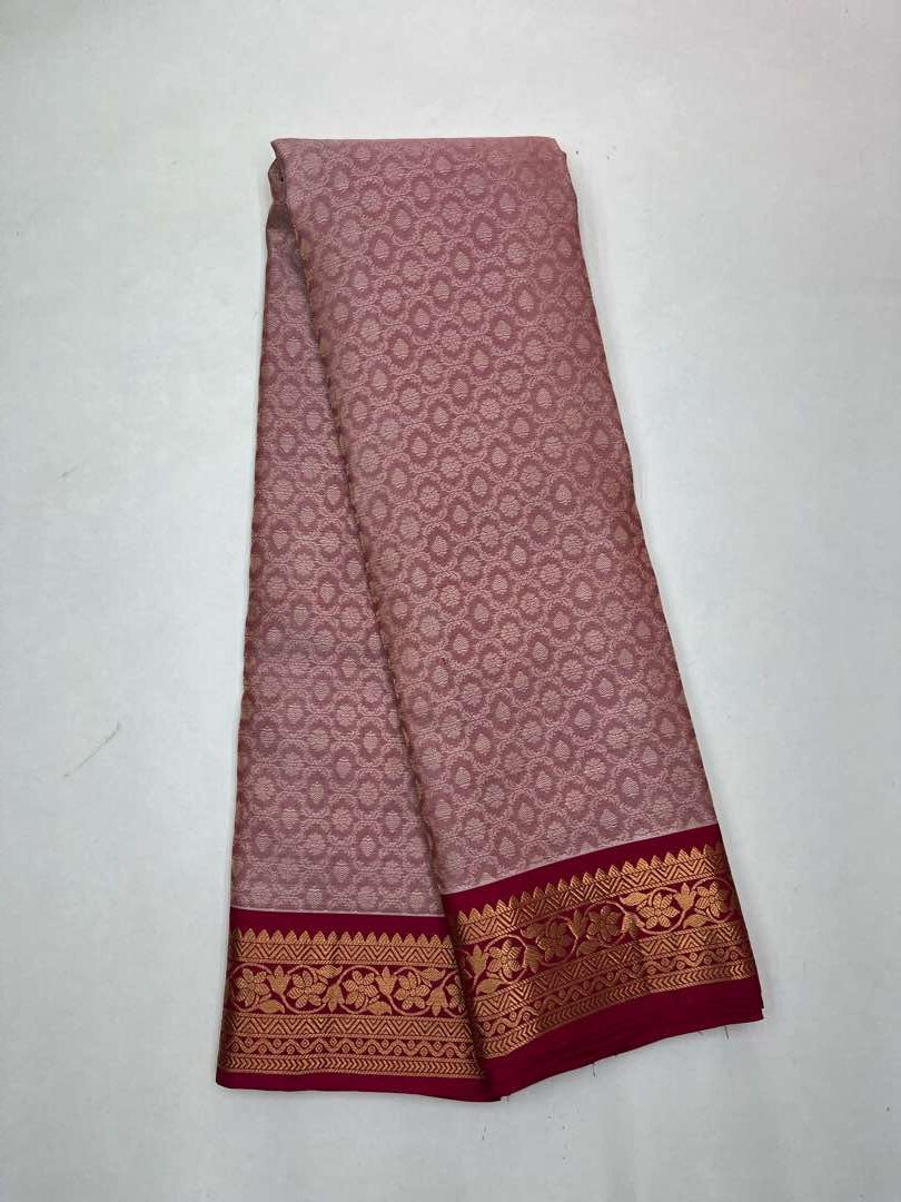 Beautiful Handloom Soft Silk Empose Design saree in Light Pink with Pink