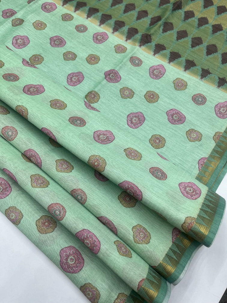 Pista Green - Chanderi Cotton Saree