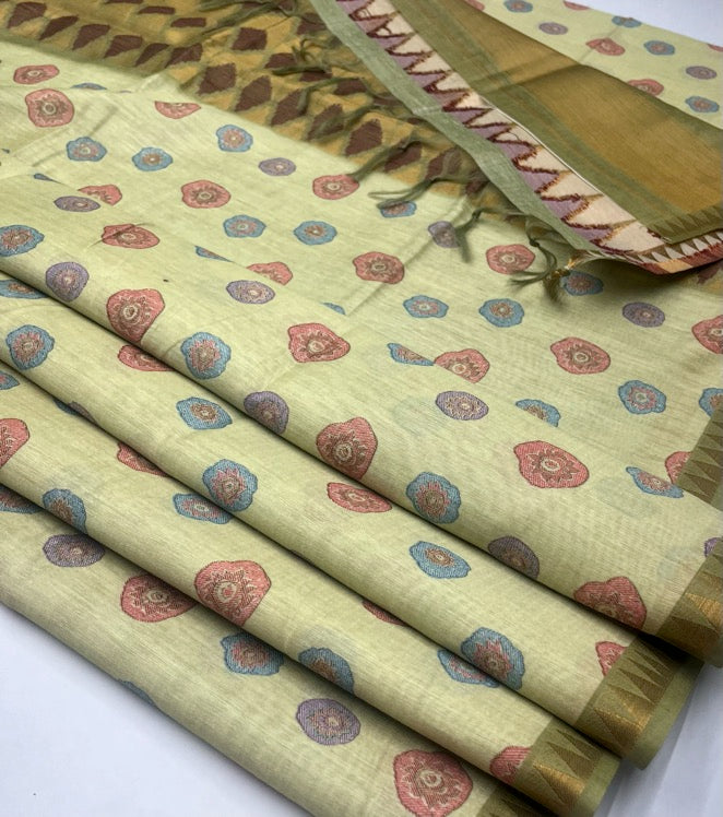 Lite Green - Chanderi Cotton Saree