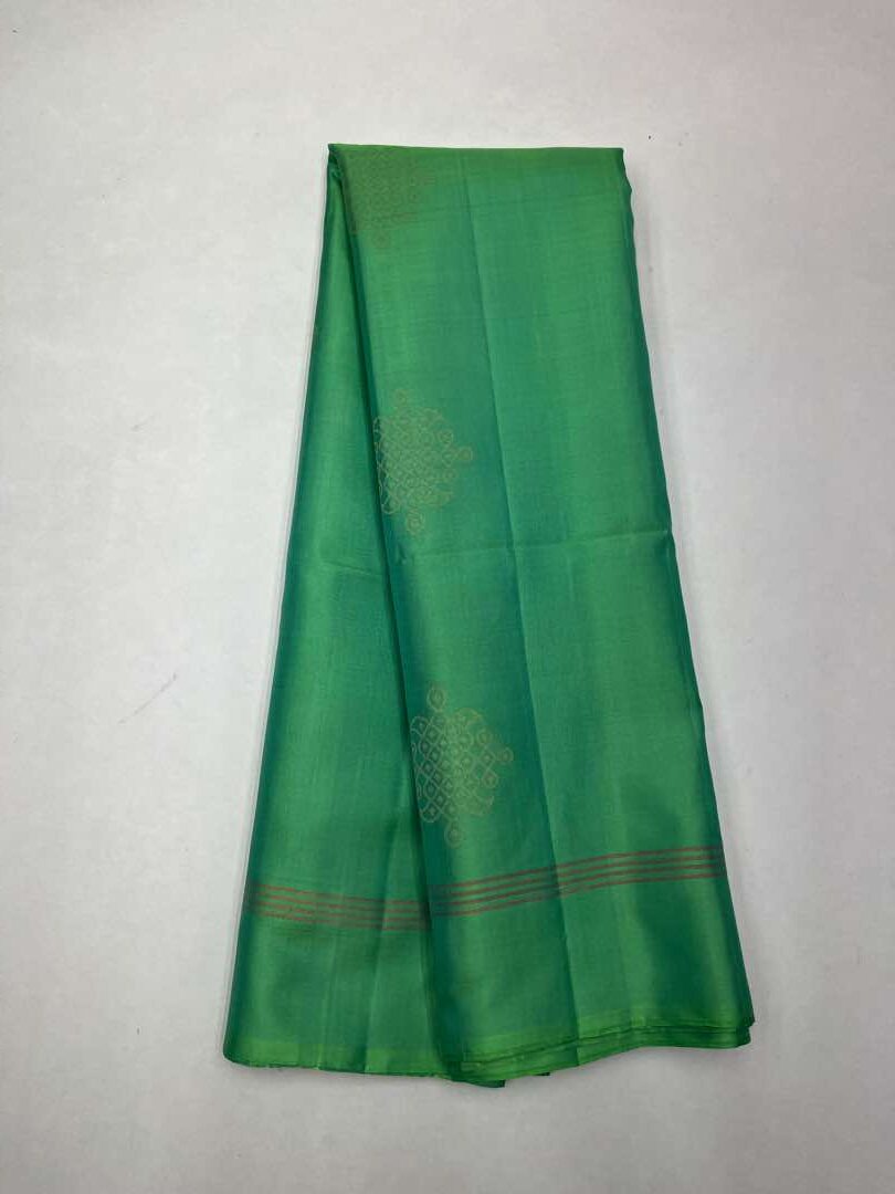 Beautiful Handloom Soft Silk Kolam saree in Sea Green