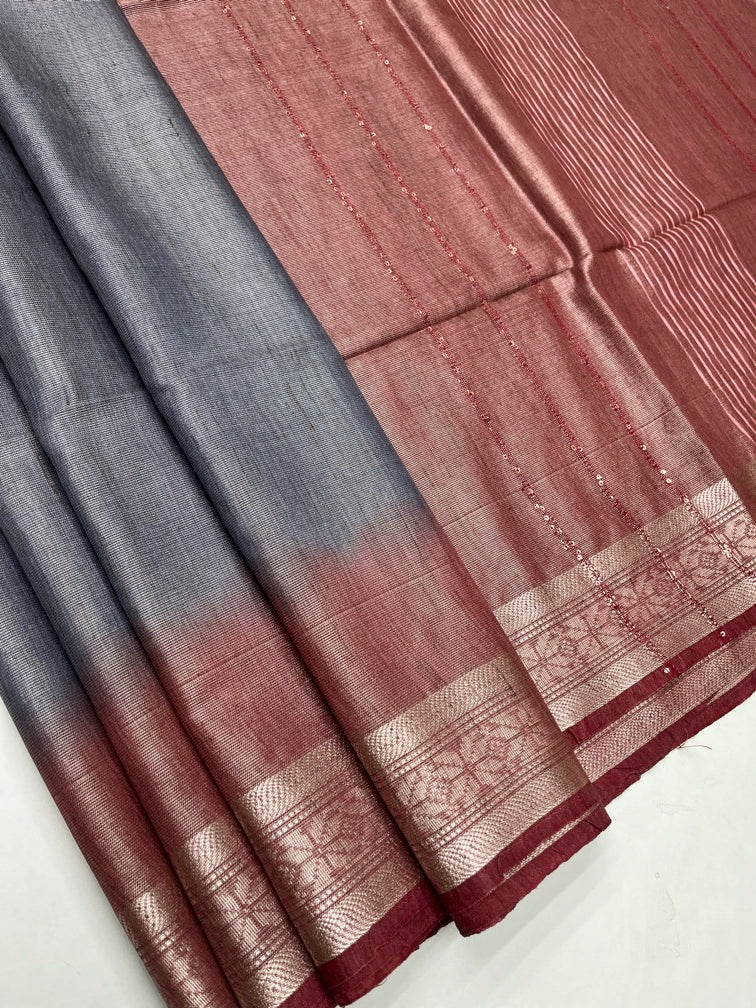 Blue & Brown - Fancy Saree