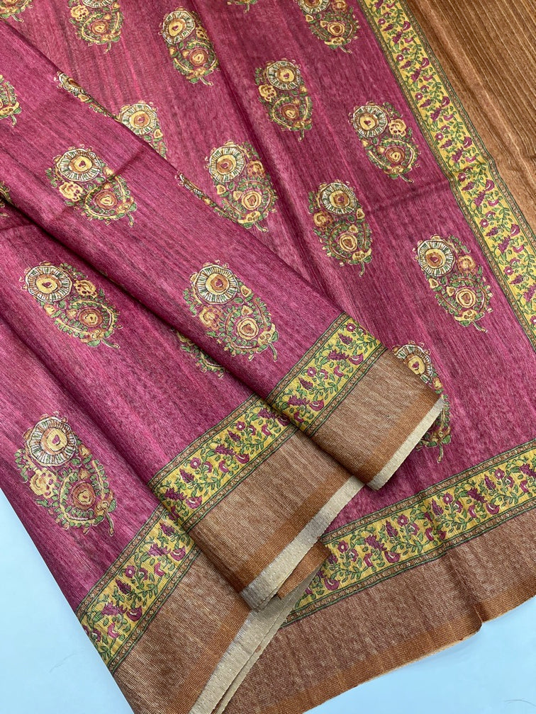 Magenta & Brown - Fancy Saree