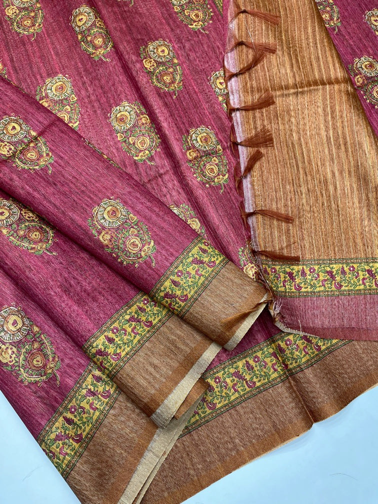 Magenta & Brown - Fancy Saree