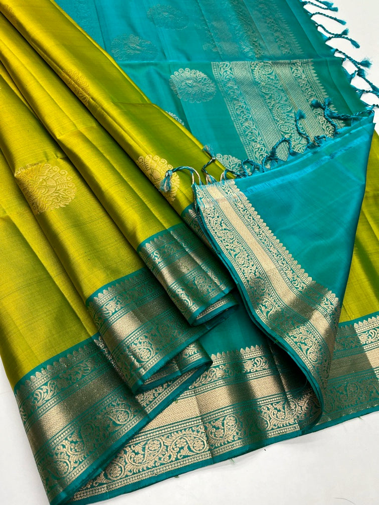 Mehandi Green & Rama Green - Soft Silk Saree