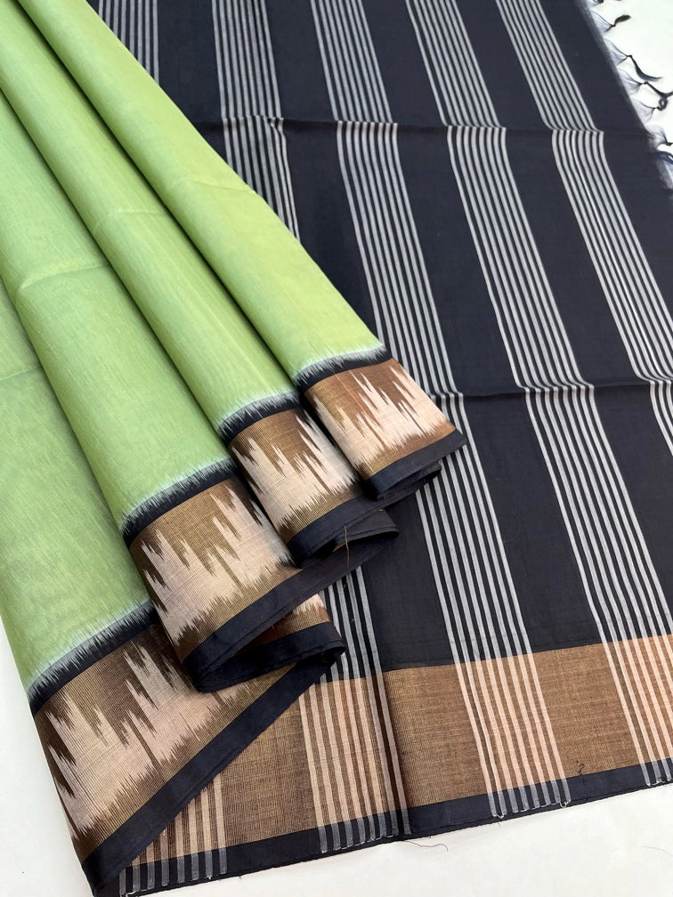 Pista Green & Black - Soft Silk Cotton