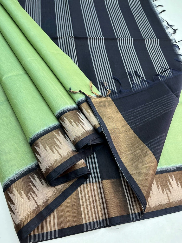 Pista Green & Black - Soft Silk Cotton